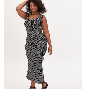 Size 1 ASYMMETRICAL DRAWSTRING MIDI DRESS